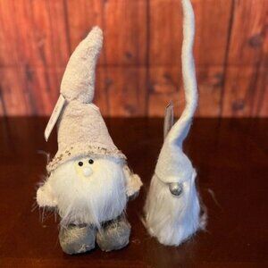 Set Of 2 Gnome Figurines With Long Hats & Beards  Decor Accents fabric